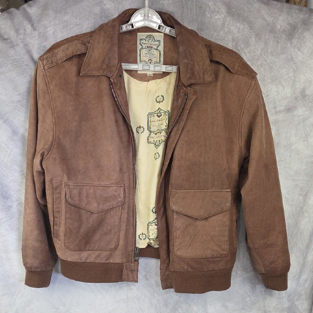 Vintage Paris Sport Club Suede Bomber Jacket​ Size Large